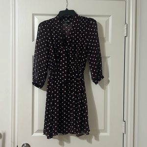 (S) Forever21 Purple Polka Dot Long-Sleeve Dress